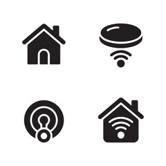 Wireless smart home system solid icons