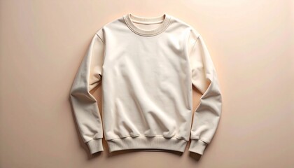 Minimalist Cream-Colored Crewneck Sweatshirt Fashionable Apparel for Comfort and Style
