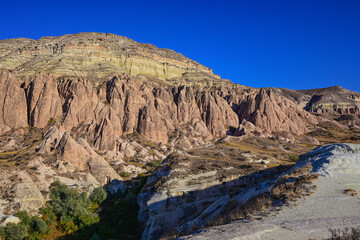 Volcanic Rock Formations and Cave Houses in Cappadocia, Turkey