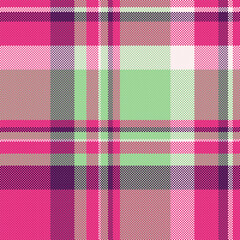 Bright, detailed pixel tartan pattern with pink, green and purple hues. Perfect as a background, textile print or festive design element.