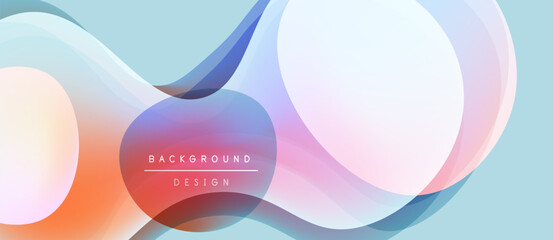 Abstract flowing shapes, soft colors blend. Gradient background creates modern design. Light hues dominate composition.