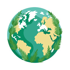 Stylized earth with greenery isolated on transparent background