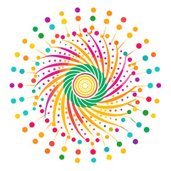 Colorful swirl pattern with dots isolated on transparent background