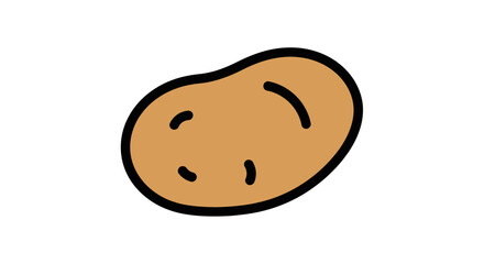 Simple cartoon illustration of a potato with brown skin and black outline, isolated on a white background.