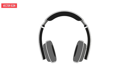 Fototapeta premium Headphones with a headband and earcups set against a white background