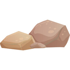 Two rough textured brown and tan rocks piled together with visible polygonal facets and soft lighting on a clean white background