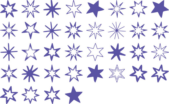 Collection of playful star shapes for creative design projects and celebrations