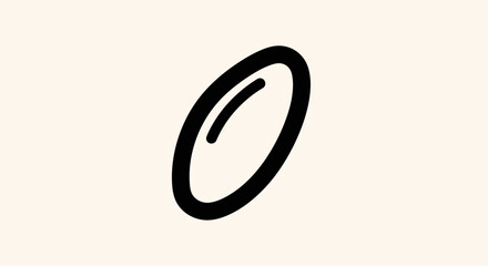 Minimalist illustration of an oval shape with a curved line inside, set against a neutral background.