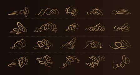 Elegant vintage swirl ornaments on a brown background. Perfect for CNC wood carving, laser engraving, furniture decor, and luxury wooden products.