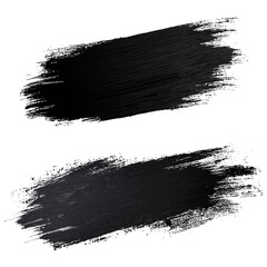 Two Black Paint Brush Strokes isolated on a transparent background