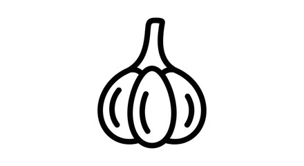 Simple black and white illustration of a garlic bulb, isolated.