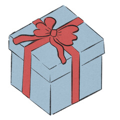 Blue pastel Christmas gift box illustration