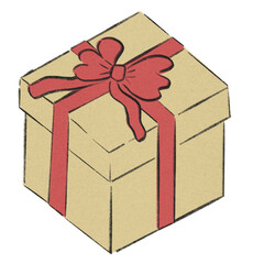 Beige Christmas Gift Box Illustration