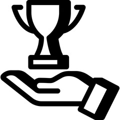 Hand holding trophy icon