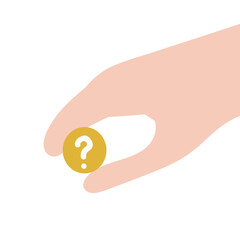  Hand holds a question sign. Hand drawn vector illustration.