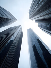 Modern skyscrapers shot from low angle