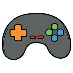 Hand-drawn cartoon video game joystick on a white background.