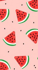 Watermelon slice pattern on pink background
