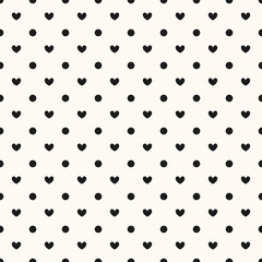 Seamless pattern with dots and hearts design for fabric, wallpaper, clothing and all types of print textile and background	