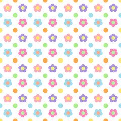 Seamless pattern with dots and flower design for fabric, wallpaper, clothing and all types of print textile and background	