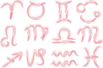 pink doodles designs creative horoscope signs collection