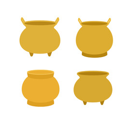 Set of incense burner icon vector.
Chinese style incense burner flat illustration Isolated.
White background.