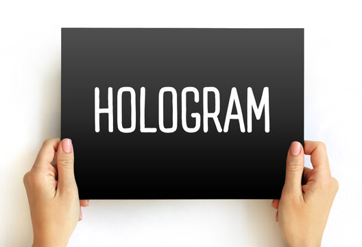 Hologram is made by superimposing a second wavefront on the wavefront of interest, text concept on card
