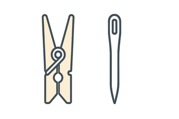 Laundry clip and sewing needle for household chores and textile repair