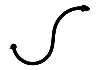 Curved hand drawn arrow with a bold line, ideal for creative design projects and presentations.