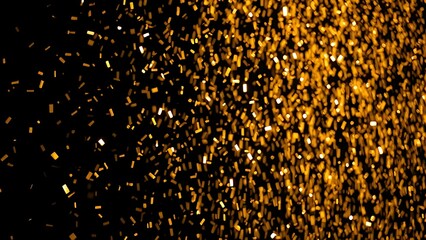 Golden confetti showering against a dark background, capturing a moment of celebration.