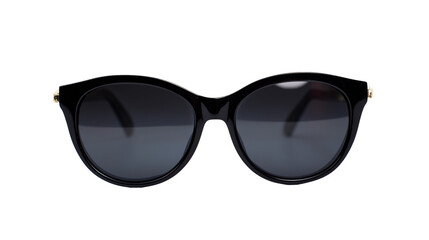 Fototapeta premium Pair of stylish black framed sunglasses ideal for fashion blogs, summer accessory promotions, travel content, and lifestyle social media posts.