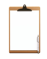 Clipboard and pen on paper for taking notes or writing todo lists. Suitable for office, education, business, organization concepts.