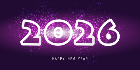 Best Wishes - Dark Purple New Year Card, Cover or Background Design Template for Year 2026