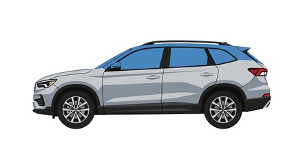 Obraz premium Sleek Silver SUV Illustration with Tinted Windows and Black Rims.