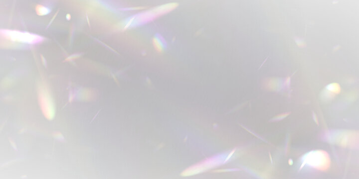 Iridescent light leaks shimmer like liquid glass across a transparent scene. Subtle prism flares create soft glowing highlights. Ideal for magical or ethereal visuals. PNG