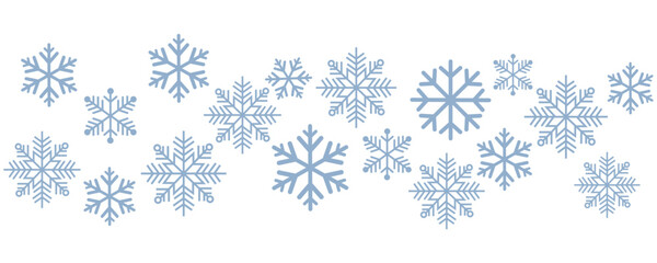 Seamless winter pattern featuring blue snowflakes on a white background. Minimalist festive design ideal for Christmas wrapping paper, holiday cards, textiles, and seasonal decorations.