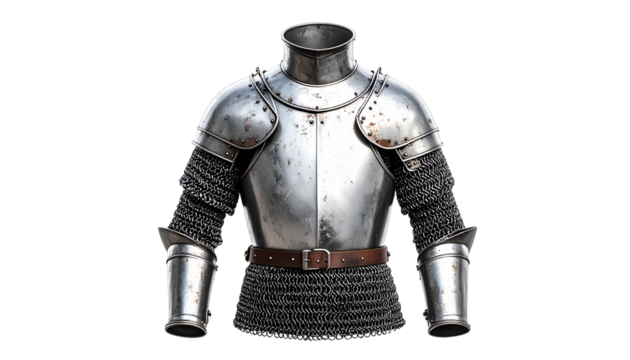 Ancient Soldier Armor and Protective Guards Isolated on Transparent Background – Historical War Gear PNG