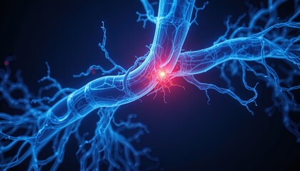 Stunning neuron network with glowing synapse, perfect for medical research, cutting-edge technology, and futuristic concepts in science and medicine