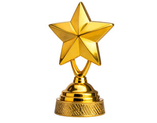 Shiny golden star trophy on textured base
