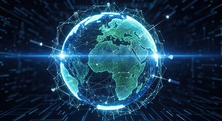 Global network connecting the world with satellite technology, showcasing worldwide data transfer and modern communication systems for innovative business solutions