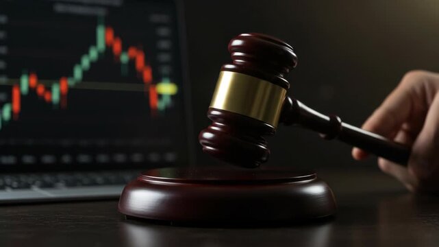 Gavel and Stock Market Chart.