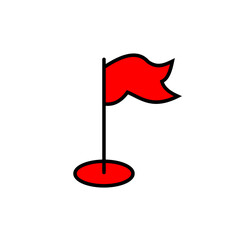 Red flag on pole icon, location, goal, marker, achievement concept