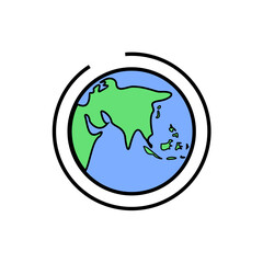 Earth globe icon showing Asia and Australia, symbolizing world geography