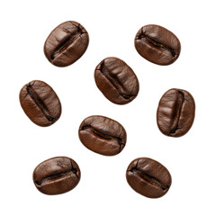 Isolated aromatic coffee beans on transparent backdrop offering rich texture and detail