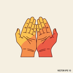 Open hands reaching up in prayer against a neutral backdrop, conveying hope and spirituality. in a professional setting with great clarity.