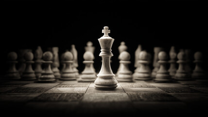 Leadership and strategic focus embodied by a king standing before the team, signaling authority, priorities and direction.
