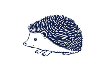 Detailed one color vector art illustration of a spiky hedgehog