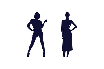 Elegant single color silhouette of a confident fashion model posing gracefully
