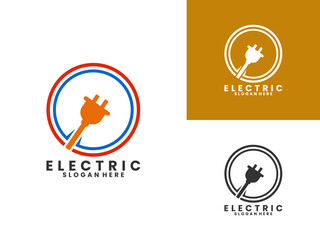 Electrical plug with circle line logo design vector template. Simple electricity logo design icon
