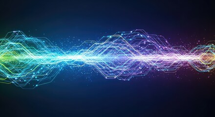 Dynamic glowing lines creating futuristic abstract network, perfect for technology presentations or science concepts, showing energy and motion, vibrant colors